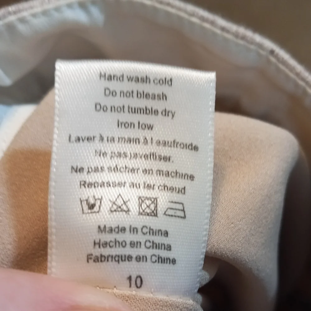 Elevenses Anthropologie Wool Blend Wide Leg Shimmer Tan Pants Size 10 - Picture 8 of 8